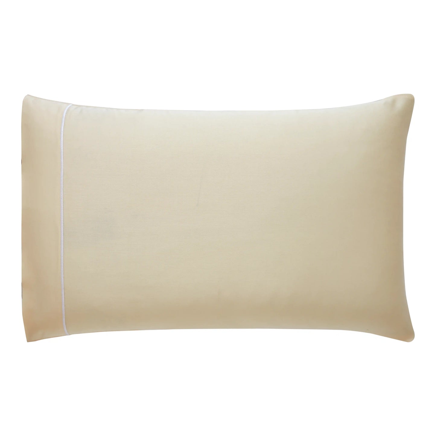 Raatrani Piping Beige on White Pillowcase