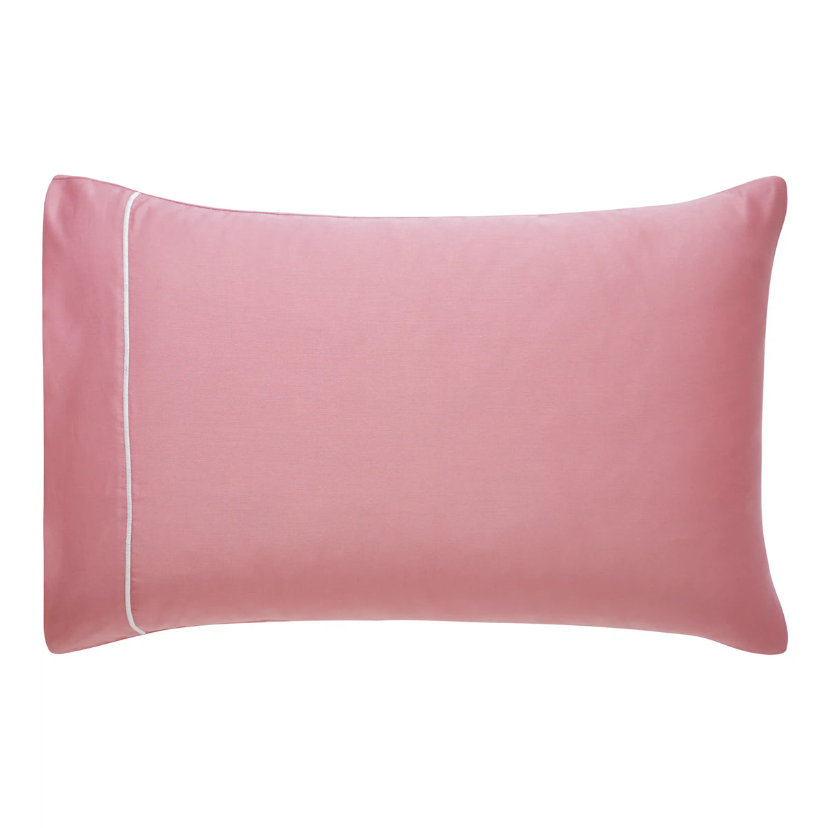 Raatrani Piping Rose Pink on White Pillowcase