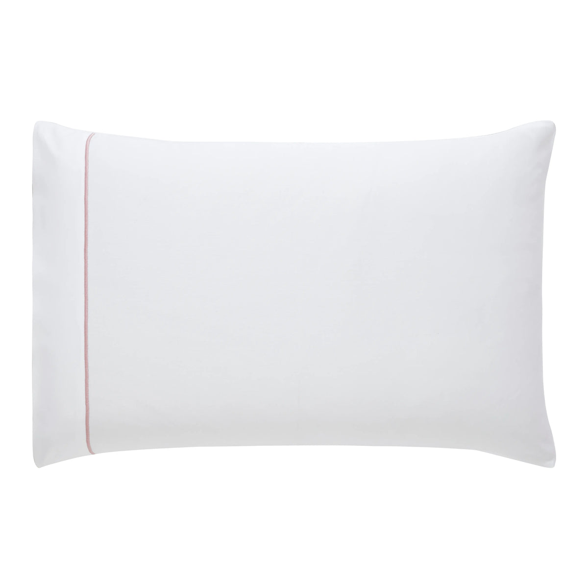 Raatrani White with Rose Pink Piping Pillowcase