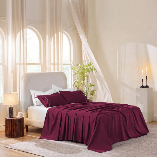 Raatrani: Soft & Cozy Bedsheet Burgundy Pillow Set