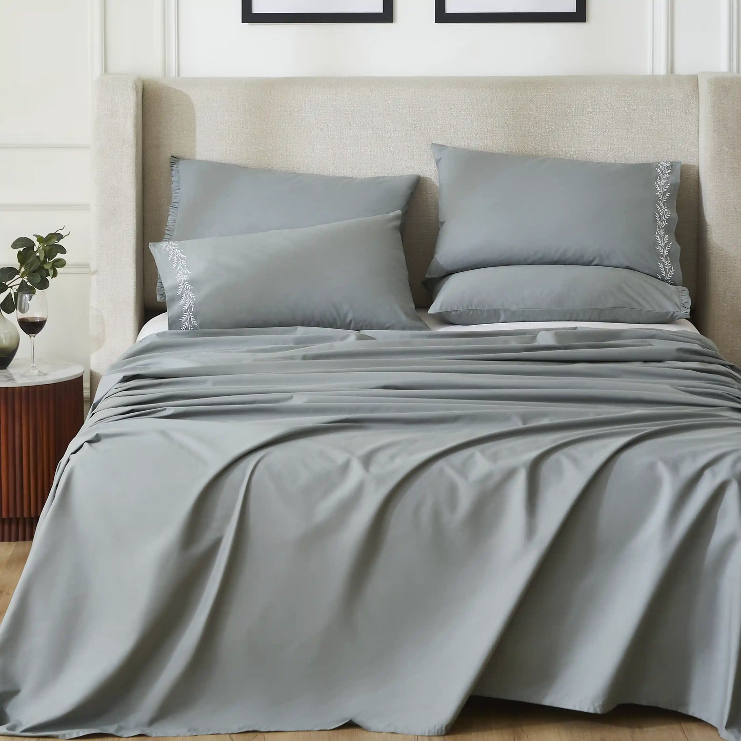 Nargis: Hotel-Crisp Bedsheet Stone Blue