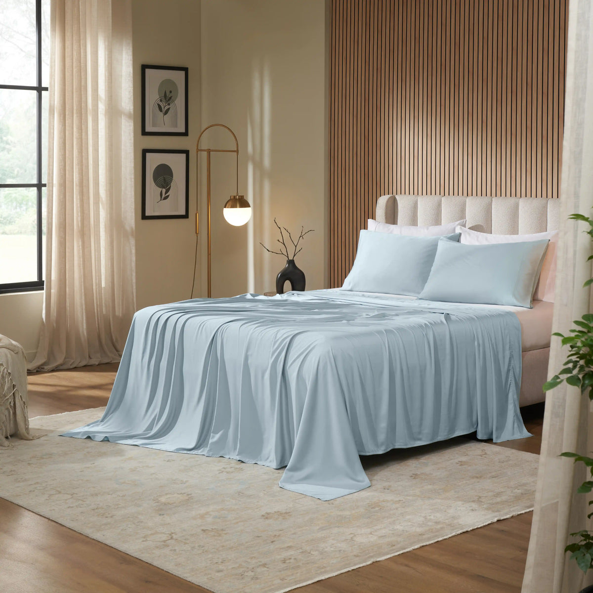 Rajnigandha: Cooling & Breathable Bedsheet Sky Blue