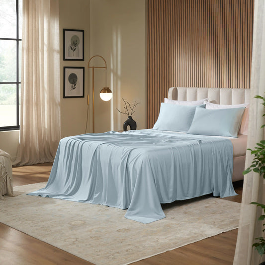 Rajnigandha: Cooling & Breathable Bedsheet Sky Blue