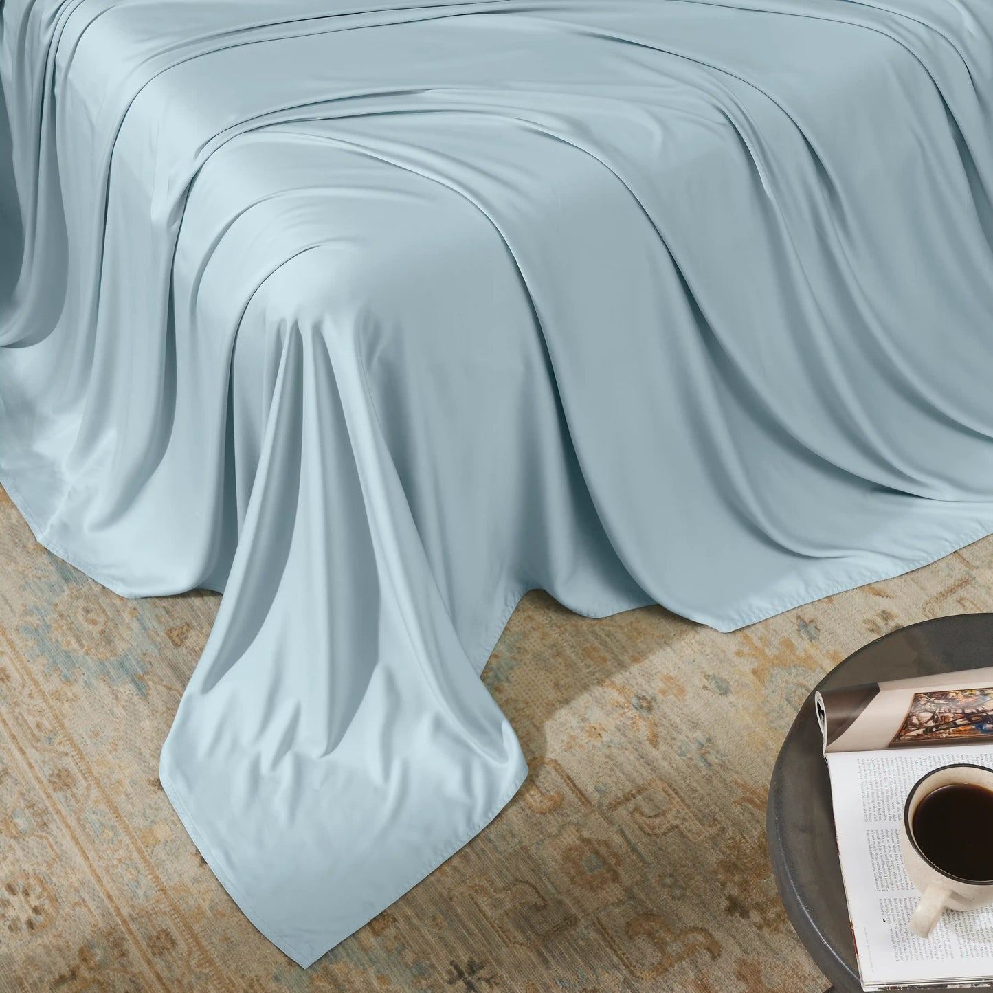Rajnigandha: Cooling & Breathable Bedsheet Sky Blue