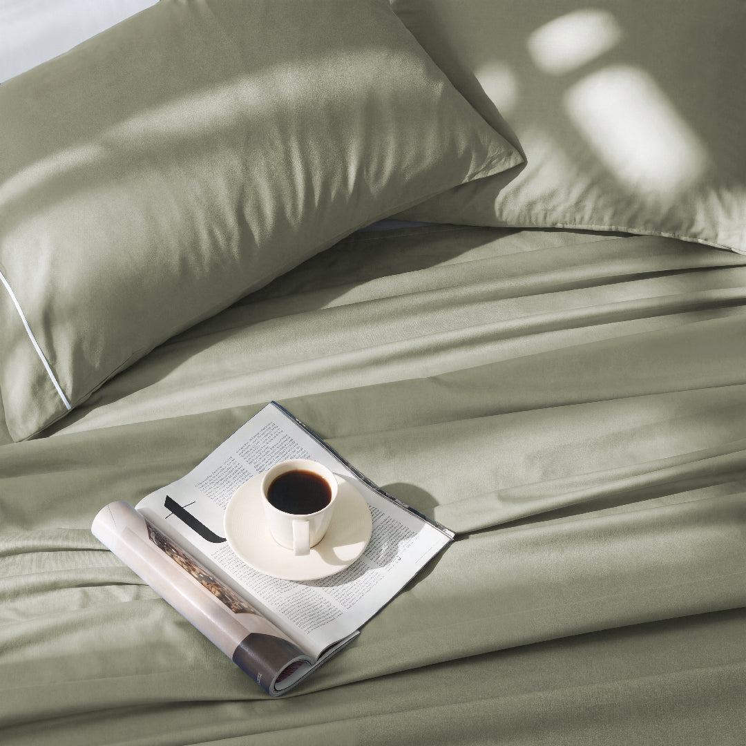 Raatrani: Soft & Cozy Bedsheet Sage Pillow Set – Nayaam