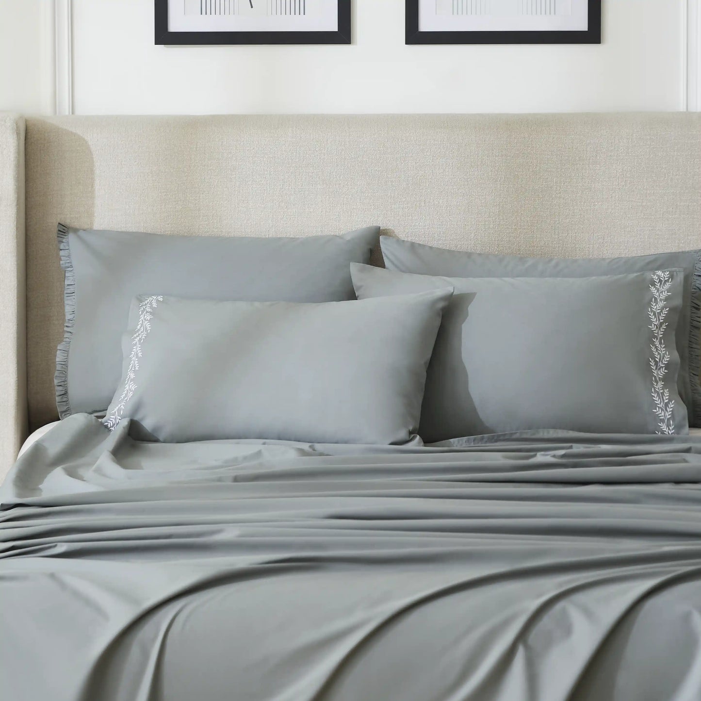 Nargis: Hotel-Crisp Bedsheet Stone Blue