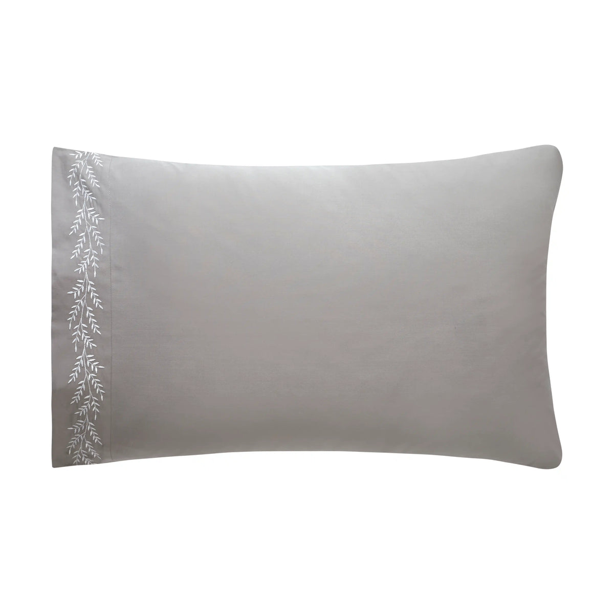 Nargis Grey with White Botanical Embroidery Pillowcase
