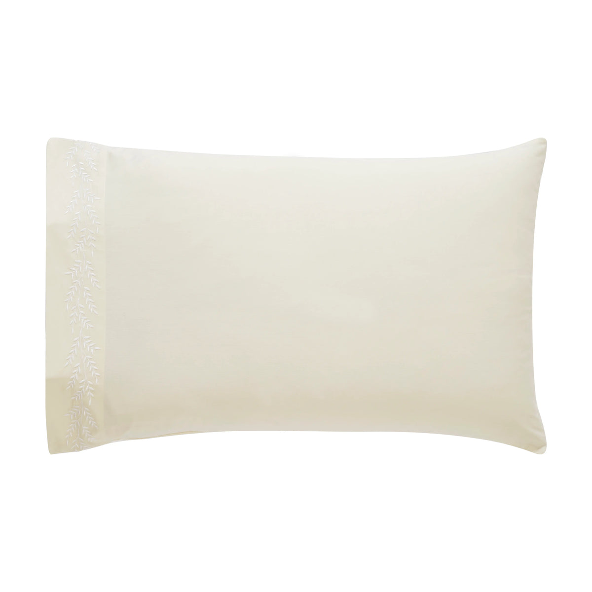 Nargis Ivory with White Botanical Embroidery Pillowcase