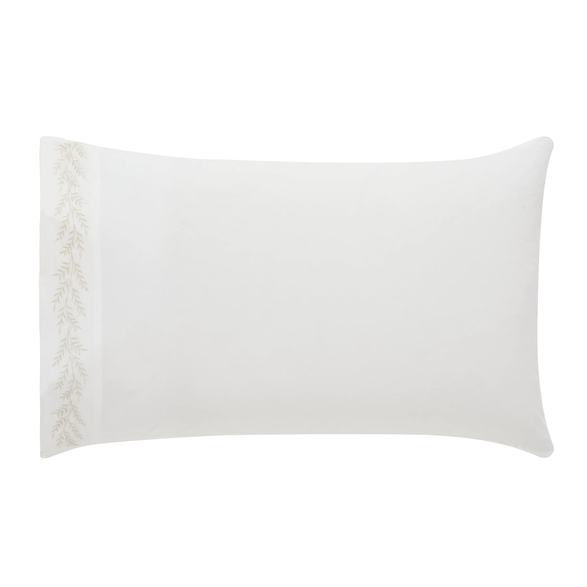 Nargis White with Ivory Botanical Embroidery Pillowcase