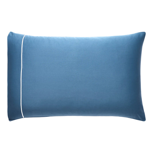 Raatrani Piping White on Azure Blue Pillowcase