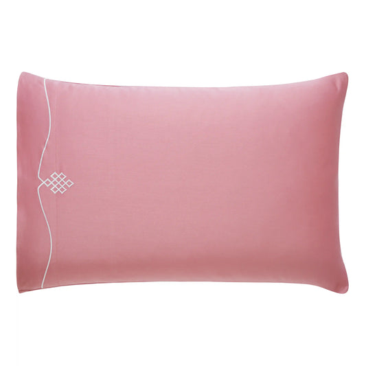 Raatrani Trace Embroidery White on Rose Pink Pillowcase