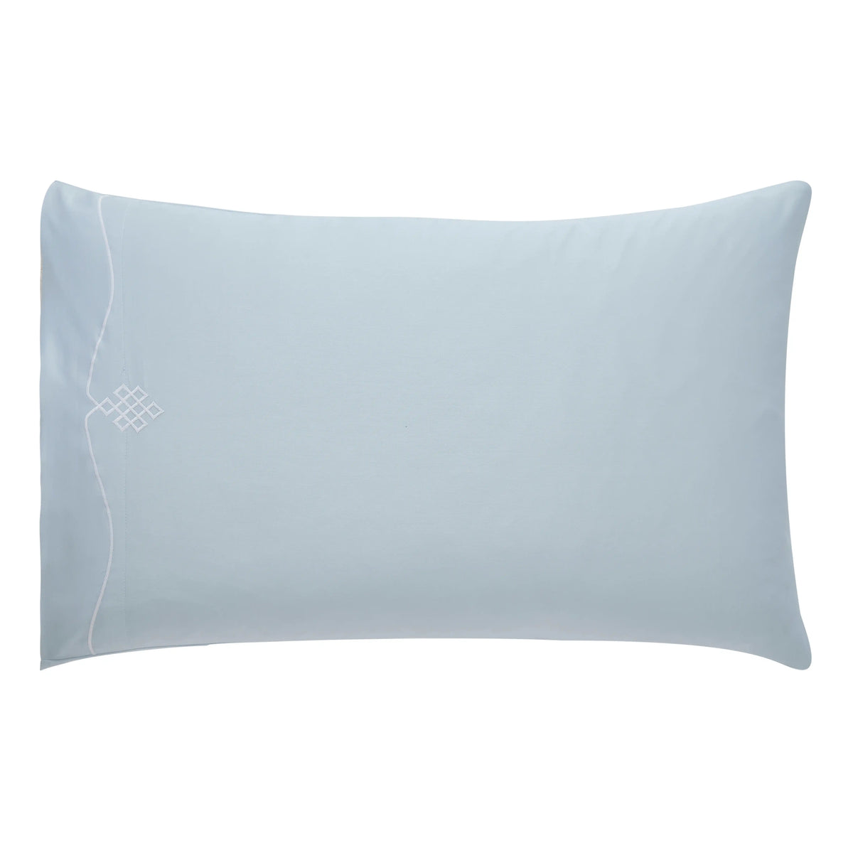 Raatrani Trace Embroidery White on Sky Blue Pillowcase
