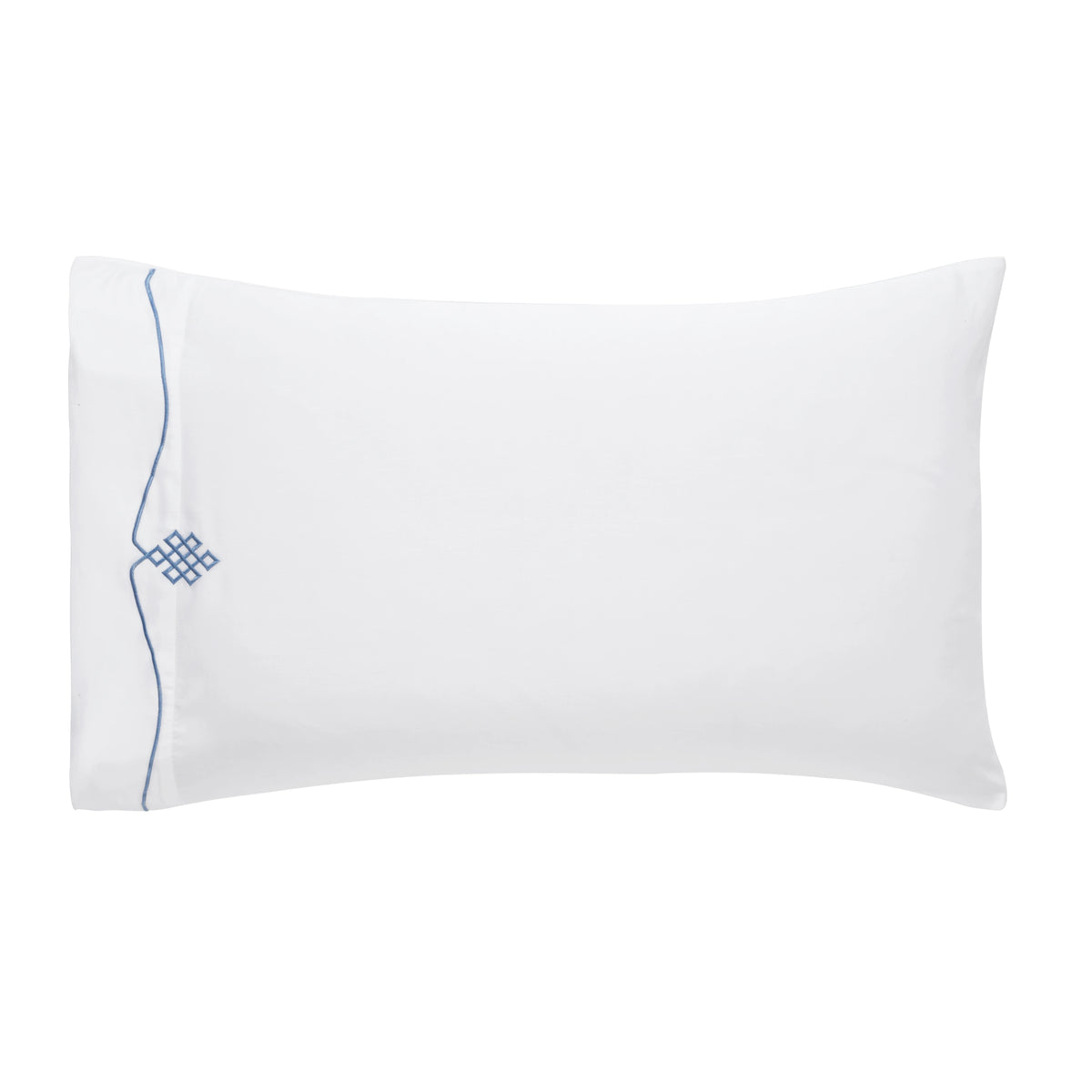 Raatrani White with Azure Blue Trace Embroidery Pillowcase