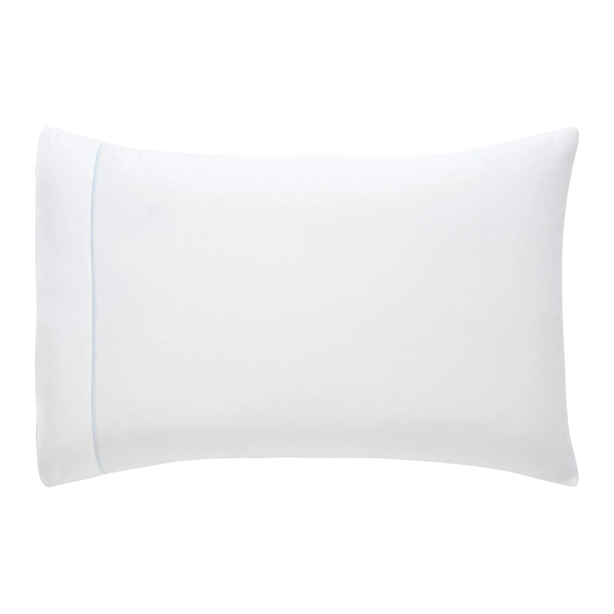 Raatrani White with Sky Blue Piping Pillowcase