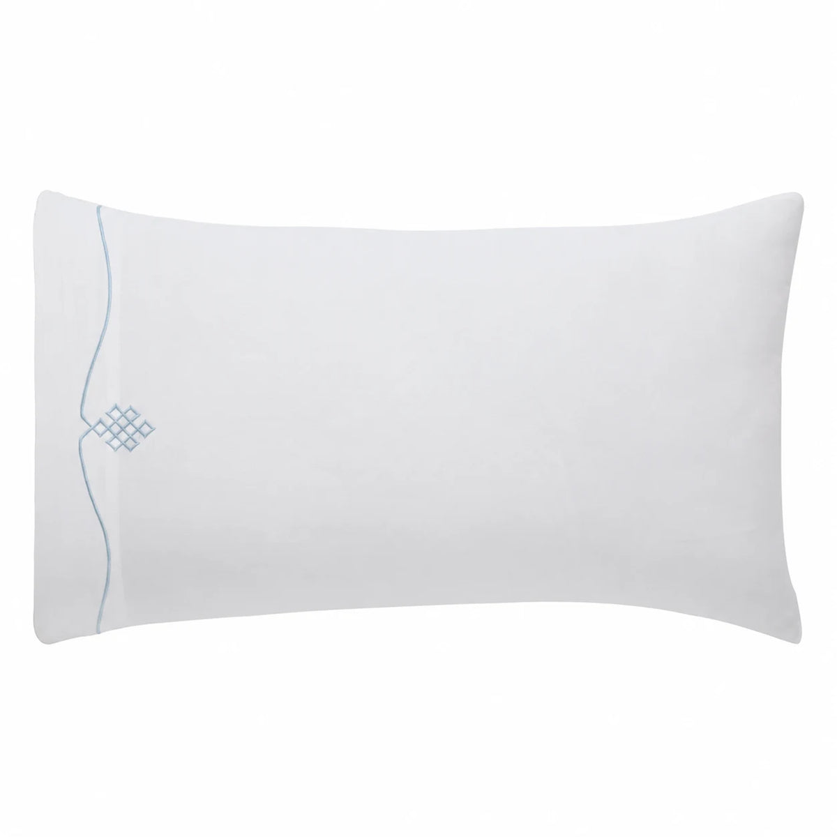 Raatrani White with Sky Blue Trace Embroidery Pillowcase